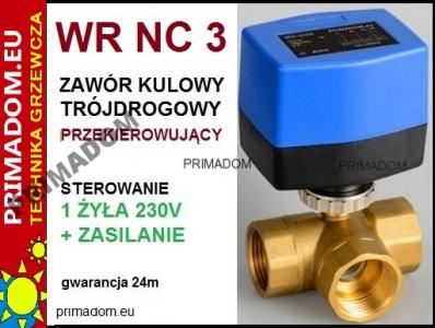 WR NC3 Zawór KULOWY 3-drogowy elektrozawór 3/4 PRO