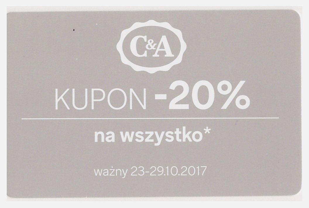 Kupon Bon Rabatowy 20% Taniej Na Zakupy w C&A - 7016321714 - oficjalne  archiwum Allegro
