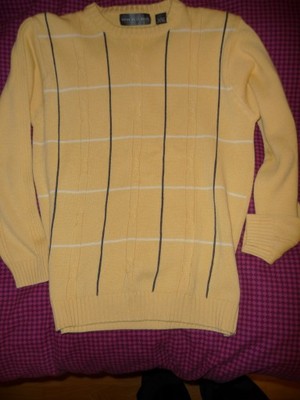 sweter OSKAR DE LA RENTA rozm L zółty w kratkę