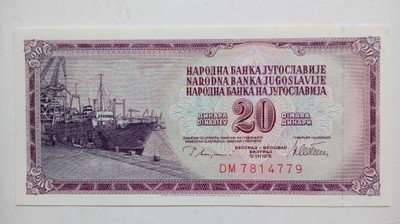 Jugosławia 20 Dinara 1978 rok. seria DM ( UNC )