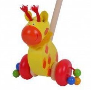 Pchacz drewniany na kijku Żyrafa zabawka na kiju!