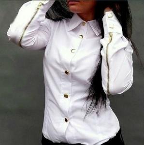 biała koszula # ZŁOTE ZAMKI #złote guziki # roz M - 5965956389 - oficjalne  archiwum Allegro