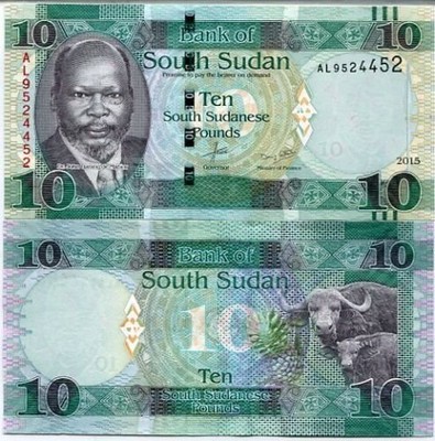 SUDAN południowy 10 funtów 2015 - P-7b  UNC