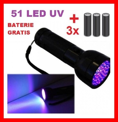 Latarka UV 51 LED ultrafioletowa lampa bursztynów - 6248153274 - oficjalne  archiwum Allegro