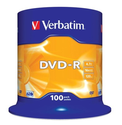DVD-R Verbatim 4,7GB 16x 120min. 100szt AZO