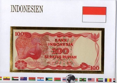 Indonesja koperta numizmatyczna z banknotem