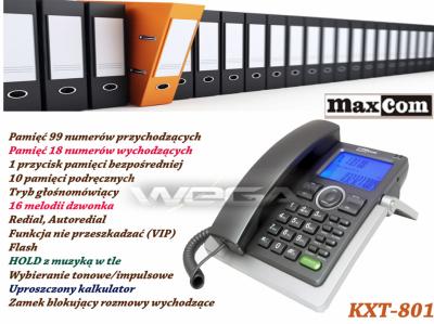 stacjonarny TELEFON PRZEWODOWY MAXCOM KXT801