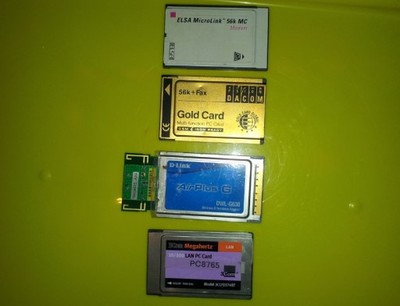 4 sztuki KARTY PCMCIA  WIFI, LAN, MODEM od 1 zł.