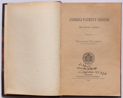 ANDRZEJ PATRYCY NIDECKI Kazimierz Morawski 1892