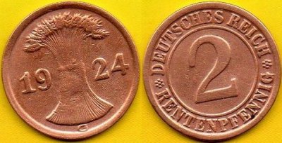 NIEMCY  2 Rentenpfennig  1924 r  G