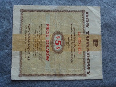 Bon Pekao, nominał 5 $, 1960 rok. Polska.