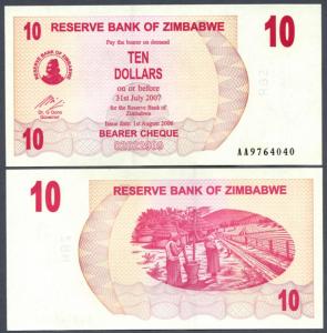 ### ZIMBABWE - P39 - 2006 - 10 DOLARÓW