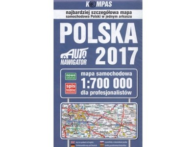 Polska mapa samochodowa 1:700T TIR Kompas 2017