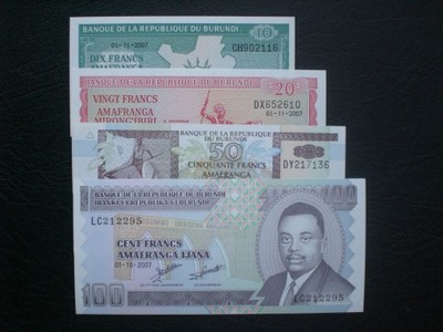 BURUNDI - ZESTAW BANKNOTÓW (4)UNC