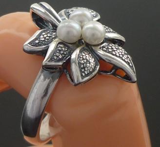 pierścionek srebrny srebro 925 perły perła klon 17