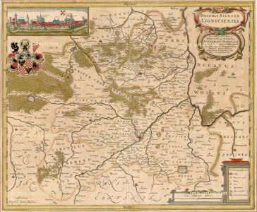 ŚLĄSK MAPA Z WIDOKIEM LEGNICY 1641r. reprint