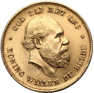 1640. ZŁOTO Holandia 10 guldenów 1875, st.2+