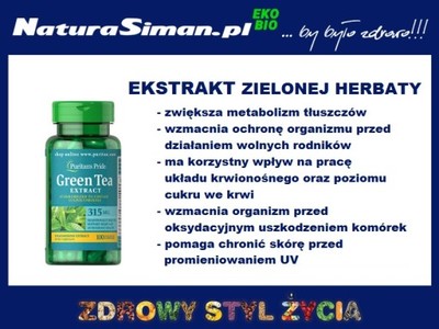 Zielona Herbata EKSTRAKT 100kap tabletek Puritan's