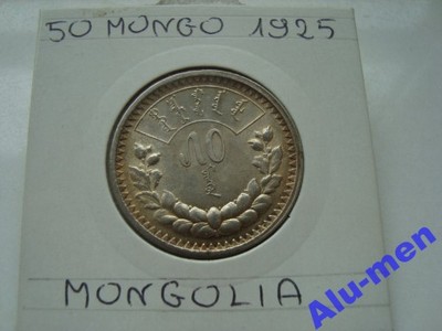 MONGOLIA 50 MONGO 1925r. - RZADKA, STAN, SREBRO !