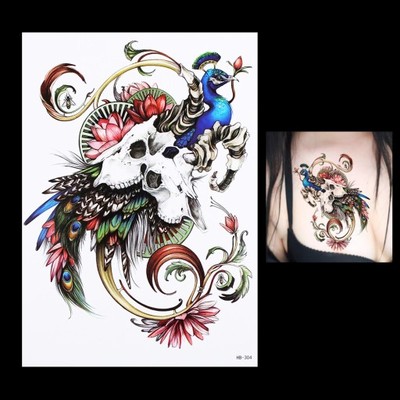 Tatuaz zmywalny 3D rajski paw tattoo