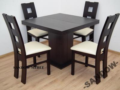 PROMOCJA stół 90x90x225 +  4 krzesła