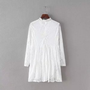 Przepiękna biała koronkowa sukienka ze stójką.S - 6052277482 - oficjalne  archiwum Allegro