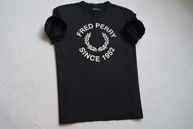 FRED PERRY koszulka czarna nadruk logo t-shirt__XL