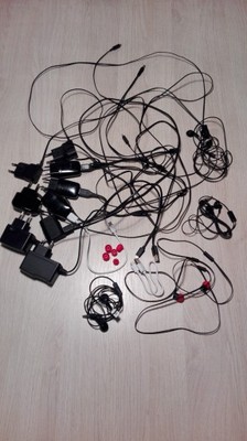 9x ładowarka HTC, NOKIA microusb +słuchawki, kable