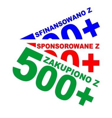 Naklejka ZAKUPIONO Z 500+ sponsorowane z 500+ - 6564598654 - oficjalne  archiwum Allegro