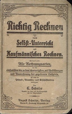 = E. Schulze - Richtig Rechnen [1924] matematyka =