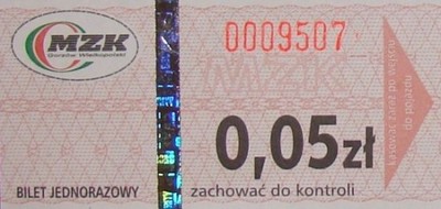MZK Gorzów Wielkopolski bilet 5 gr komunikacja