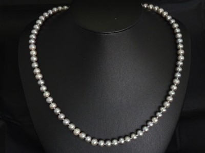 Naszyjnik 45cm z naturalnych srebrnych pereł