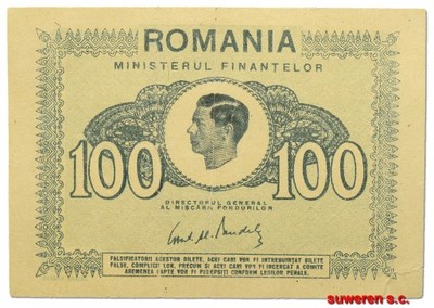 2.ae.Rumunia, 100 Lei 1945, P.78, St.3+, ale...
