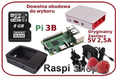 WAWA Raspberry Pi 3B Obudowa Zasilacz 2,5A, 8GB