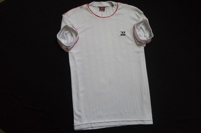 DIESEL koszulka biała sportowa paski logowana____L