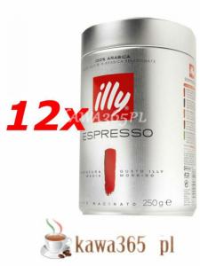 12 x Kawa mielona Illy Espresso 250g Puszka 100% A