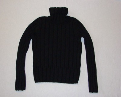 HUGO BOSS czarny sweter golf 100% merino wool S