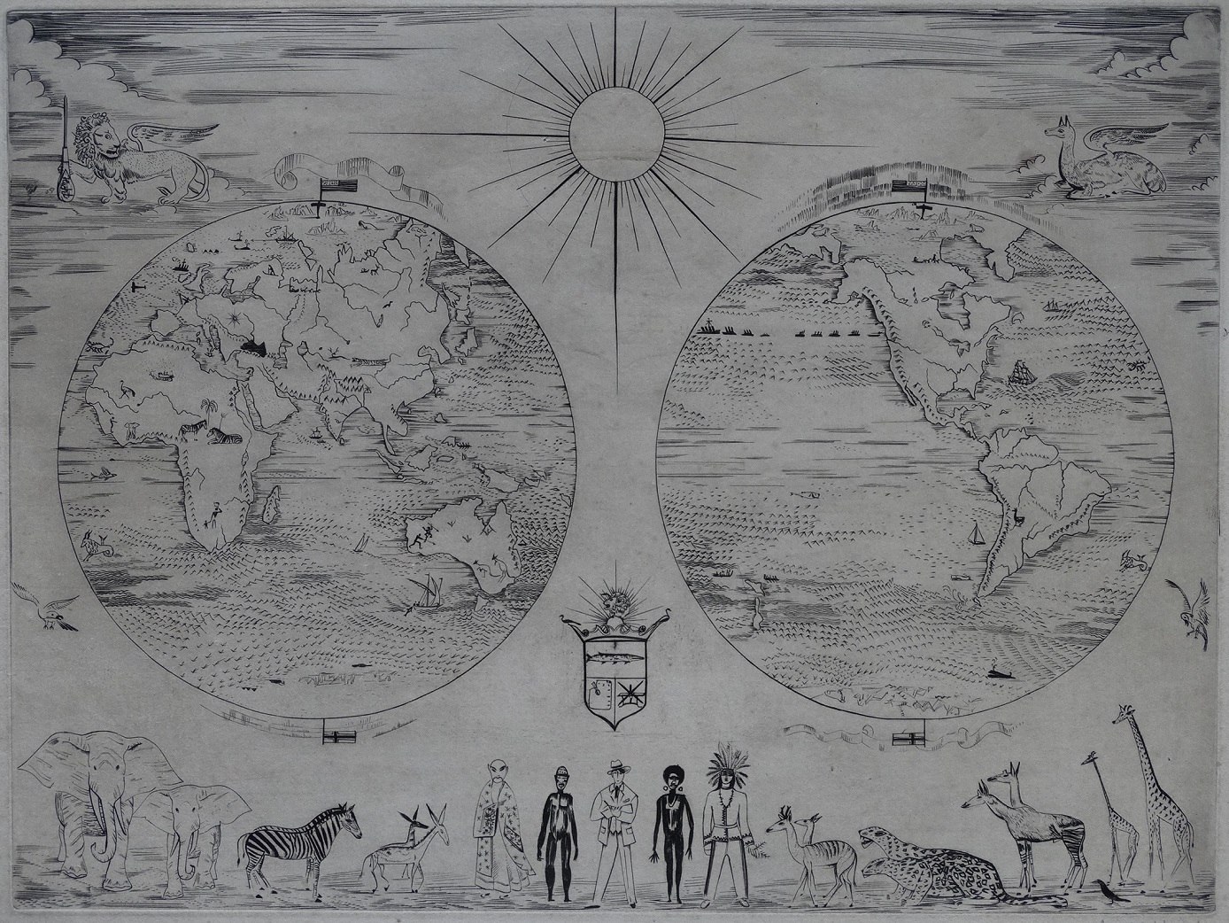 Świat, Mapa Świata, Atlas, Józef Hecht, Paryż 1928