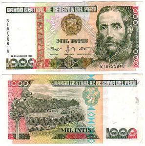 Peru, 1000 Intis 1988, P. 136b