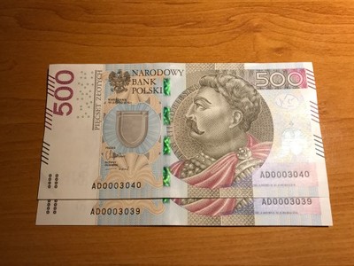 Banknot 500 Zl Seria Ad Niskie Numery 6759724040 Oficjalne Archiwum Allegro