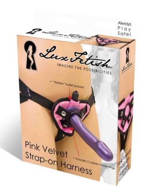 LUX FETISH Pink Velvet StraOn Harness