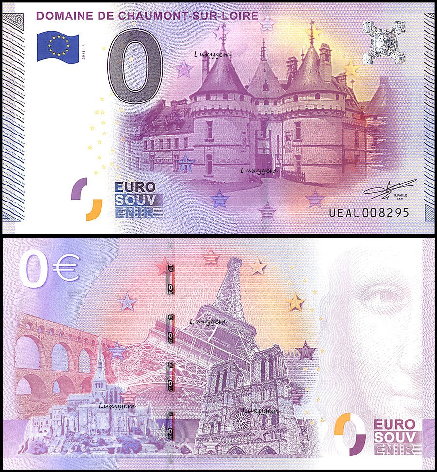 Купюры евро номиналы. 0 Евро банкнота Chaumont sur Loire. 0 Евро 2015 Chaumont. Банкнота один евро.